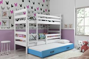 Detská poschodová posteľ s prístelkou ERYK 3 | biela Farba: biela / modrá, Rozmer.: 160 x 80 cm