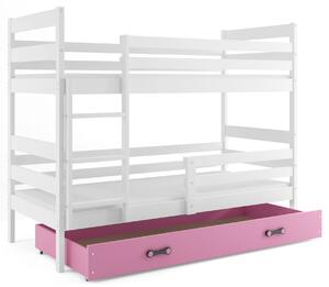 Poschodová posteľ ERIK 2 - 190x80cm - Biela - Ružová (Nový typ!)