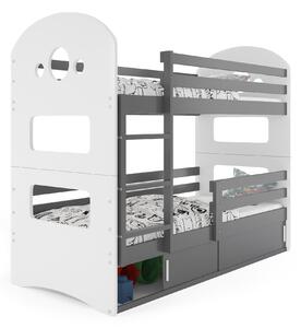 Poschodová posteľ DOMINIK 160x80cm - Grafitová - posuvné dvierka GRAFIT