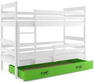 Poschodová posteľ ERIK 2 - 190x80cm - Biela - Zelená (Nový typ!)