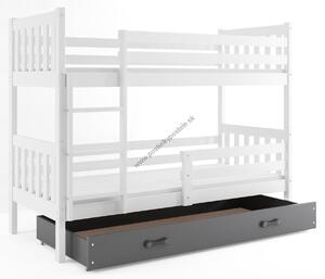 Poschodová posteľ CARINO - 190x80cm - Biela - Modrá