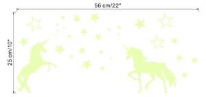 PIPPER | Samolepka na stenu "Fosforoví jednorožci s hviezdičkami" 56x25 cm