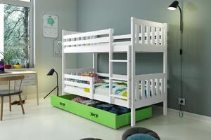 Poschodová detská posteľ CARINO | 80 x 190 cm Farba: biela / zelená
