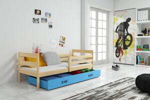 BMS Detská posteľ s úložným priestorom ERYK borovica Farebné prevedenie šuplíka: Modrá, Veľkosť spacej plochy: 190x80 cm