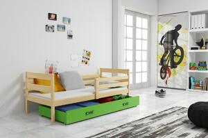 Detská jednolôžková posteľ s úložným priestorom ERYK | borovica Farba: Borovica / zelená, Rozmer.: 190 x 80 cm