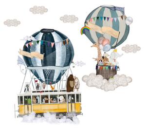Samolepka na stenu "Teplovzdušné balóny so zvieratkami" 68x83cm
