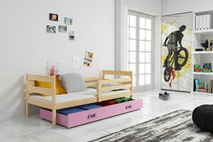 BMS Detská posteľ s úložným priestorom ERYK borovica Farebné prevedenie šuplíka: Ružová, Veľkosť spacej plochy: 190x80 cm