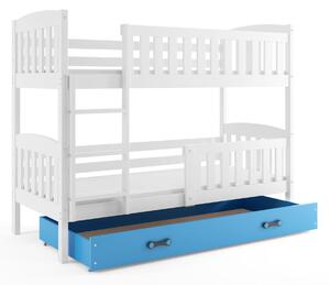 Poschodová posteľ KUBO - 190x80cm - Biela - Modrá