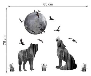 Samolepka na stenu "Vlky a Mesiac" 70x85cm