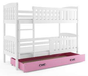 Poschodová posteľ KUBO - 190x80cm - Biela - Ružová