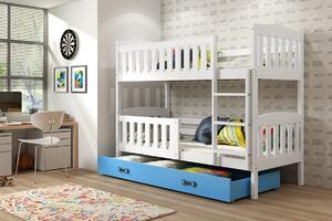 BMS Detská poschodová posteľ s úložným priestorom KUBUS biela Farebné prevedenie šuplíka: Modrá, Veľkosť spacej plochy: 190x80 cm