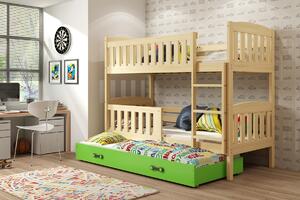 BMS Detská poschodová posteľ s prístelkou KUBUS borovica Veľkosť spacej plochy: 190x80 cm, Doplňujúca farba postele: Biela