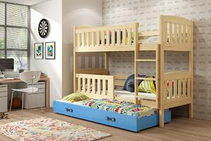 BMS Detská poschodová posteľ s prístelkou KUBUS borovica Veľkosť spacej plochy: 190x80 cm, Doplňujúca farba postele: Biela