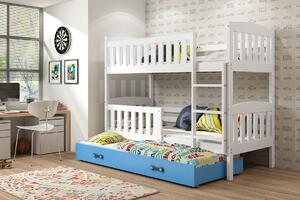 Detská poschodová posteľ KUBUŠ 3 s prístelkou | biela Farba: biela / ružová, Rozmer.: 200 x 90 cm