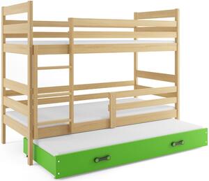 BMS Detská poschodová posteľ s prístelkou ERYK borovica Veľkosť spacej plochy: 190x80 cm, Doplňujúca farba postele: Biela