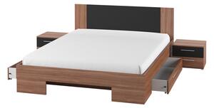 Manželská posteľ 180 cm Verwood Typ 82 (s nočnými stolíkmi) (orech červený + čierna). Vlastná spoľahlivá doprava až k Vám domov. 1030060