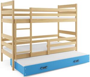 Detská poschodová posteľ s prístelkou ERYK 3 | borovica Farba: Borovica / ružová, Rozmer.: 160 x 80 cm