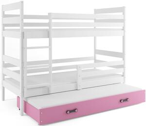 BMS Detská poschodová posteľ s prístelkou ERYK biela Veľkosť spacej plochy: 190x80 cm, Doplňujúca farba postele: Grafit