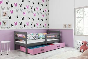 BMS Detská posteľ s úložným priestorom ERYK grafit Farebné prevedenie šuplíka: Ružová, Veľkosť spacej plochy: 190x80 cm