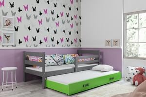 BMS Detská posteľ s prístelkou ERYK grafit Farebné prevedenie šuplíka: Zelená, Veľkosť spacej plochy: 200x90 cm