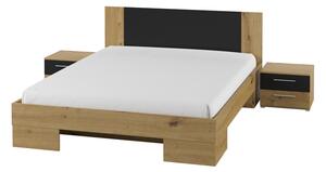 Manželská posteľ 180 cm Verwood Typ 52 (s nočnými stolíkmi) (dub artisan + dub čierny). Vlastná spoľahlivá doprava až k Vám domov. 1030068