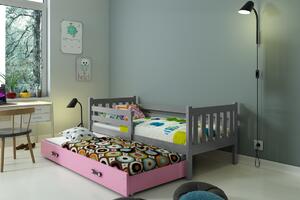 BMS Detská posteľ s prístelkou CARINO 190x80 grafit Farba šuplíku: Ružová