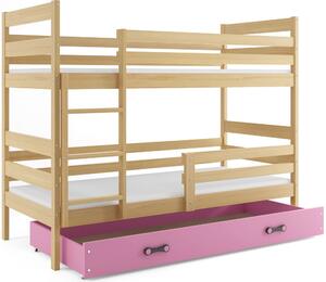 BMS Detská poschodová posteľ s úložným priestorom ERYK borovica Farebné prevedenie šuplíka: Grafit, Veľkosť spacej plochy: 190x80 cm