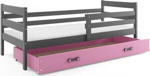 BMS Detská posteľ s úložným priestorom ERYK grafit Farebné prevedenie šuplíka: Ružová, Veľkosť spacej plochy: 190x80 cm