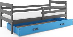 BMS Detská posteľ s úložným priestorom ERYK grafit Farebné prevedenie šuplíka: Modrá, Veľkosť spacej plochy: 190x80 cm