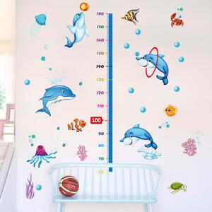 Samolepka na stenu "Detský meter - Delfíny" 165x125cm