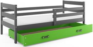 BMS Detská posteľ s úložným priestorom ERYK grafit Farebné prevedenie šuplíka: Zelená, Veľkosť spacej plochy: 190x80 cm
