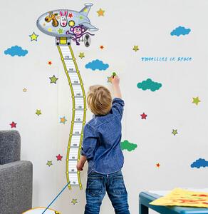 Samolepka na stenu "Detský meter - Lietadlo so zvieratkami" 150x70cm