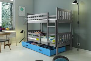 BMS Detská poschodová posteľ s úložným priestorom CARINO 190x80 grafit Farba šuplíku: Biela