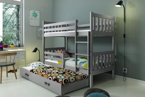 Detská poschodová posteľ s prístelkou CARINO 3 | 80 x 190 cm Farba: Sivá / ružová