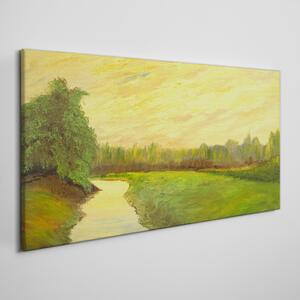 Obraz Canvas Maľovanie rieky prírody