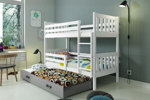 Detská poschodová posteľ s prístelkou CARINO 3 | 80 x 190 cm Farba: Sivá / Modrá