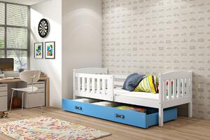 BMS Detská posteľ s úložným priestorom KUBUS biela Farebné prevedenie šuplíka: Modrá, Veľkosť spacej plochy: 200x90 cm