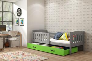 BMS Detská posteľ s úložným priestorom KUBUS grafit Farebné prevedenie šuplíka: Zelená, Veľkosť spacej plochy: 160x80 cm