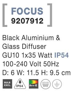 Svietidlo Nova Luce FOCUS WALL BLACK nástenné, IP 54, GU10