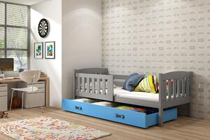 Detská posteľ KUBUŠ 1 s úložným priestorom | sivá Farba: Sivá / biela, Rozmer.: 200 x 90 cm