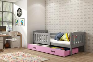 Detská posteľ KUBUŠ 1 s úložným priestorom | sivá Farba: Sivá / biela, Rozmer.: 200 x 90 cm