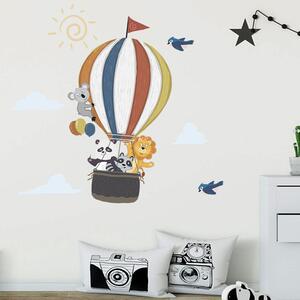 Samolepka na stenu "Teplovzdušný balón so zvieratkami" 99x110 cm