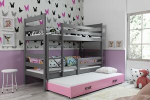 BMS Detská poschodová posteľ ERYK 3 s prístelkou | sivá Farba: Sivá / sivá, Rozmer.: 160 x 80 cm
