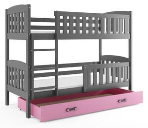 Poschodová posteľ KUBO - 190x80cm - Grafitová - Ružová