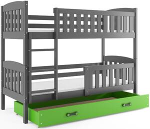 Poschodová posteľ KUBO - 190x80cm - Grafitová - Zelená