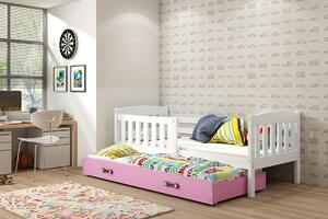 BMS Detská posteľ s prístelkou KUBUS biela Farebné prevedenie šuplíka: Ružová, Veľkosť spacej plochy: 190x80 cm