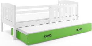 Detská posteľ KUBUŠ 2 s prístelkou | biela Farba: biela / zelená, Rozmer.: 200 x 90 cm