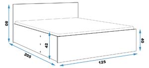 Široká posteľ (výklopná) PANAMAX 120x200cm DUB KRAFT (V cene matrac 120x200x8cm )