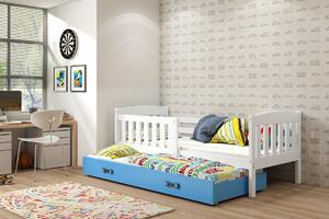 BMS Detská posteľ s prístelkou KUBUS biela Farebné prevedenie šuplíka: Modrá, Veľkosť spacej plochy: 200x90 cm