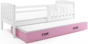 Detská posteľ KUBUŠ 2 s prístelkou | biela Farba: biela / sivá, Rozmer.: 190 x 80 cm